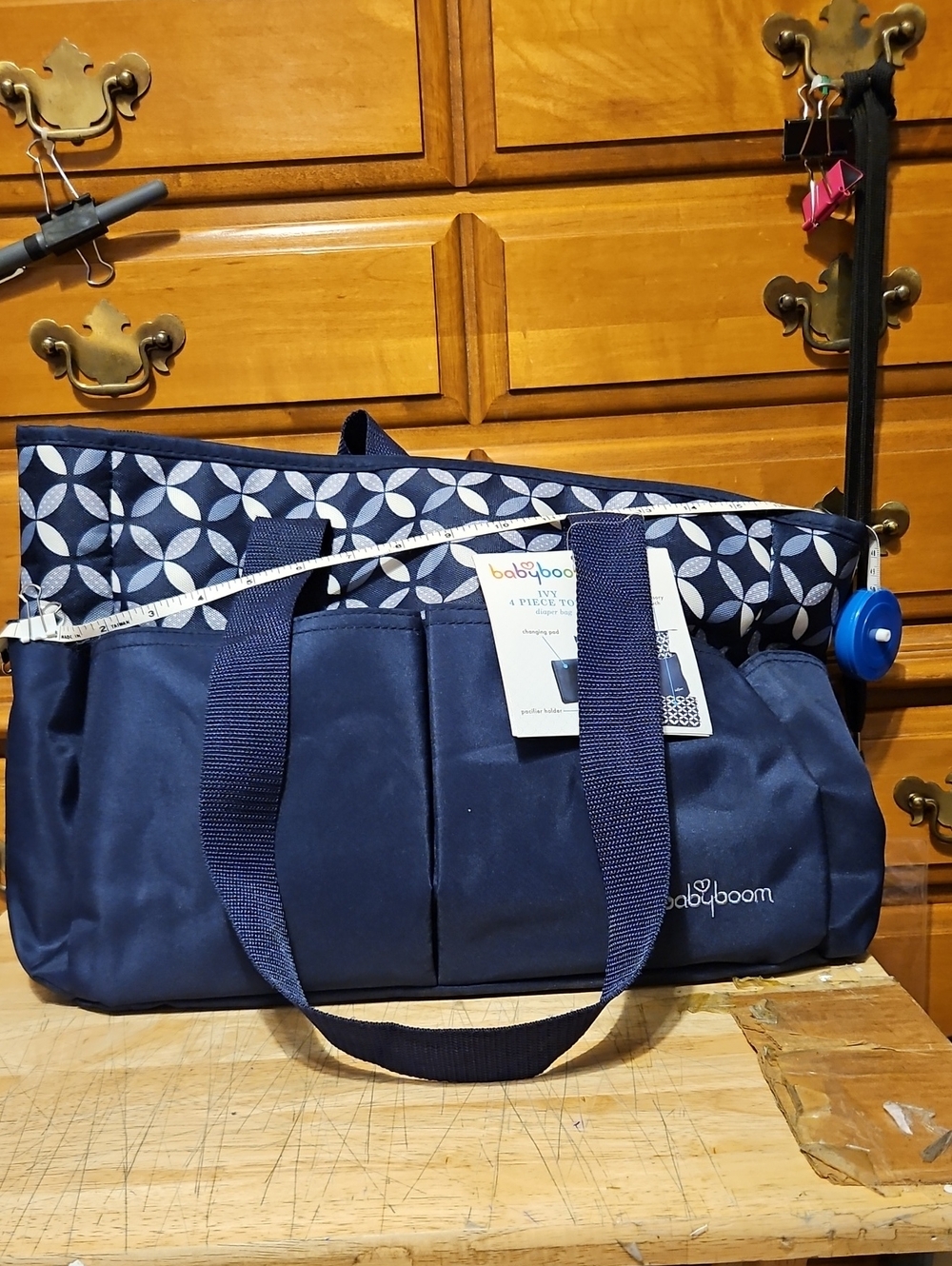 NEW! Babyboo-Navy Floral-Trim Baby Bag Tote